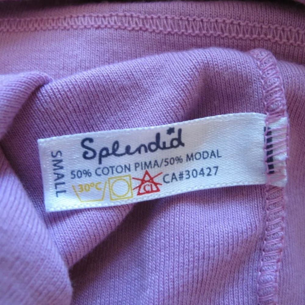 Splendid Jersey Button 3/4 Sleeve Boat Neck Top - Picture 3 of 5